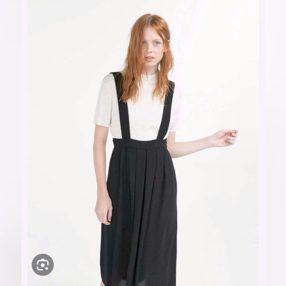 Zara crepe suspender midi skirt - Picture 2 of 9